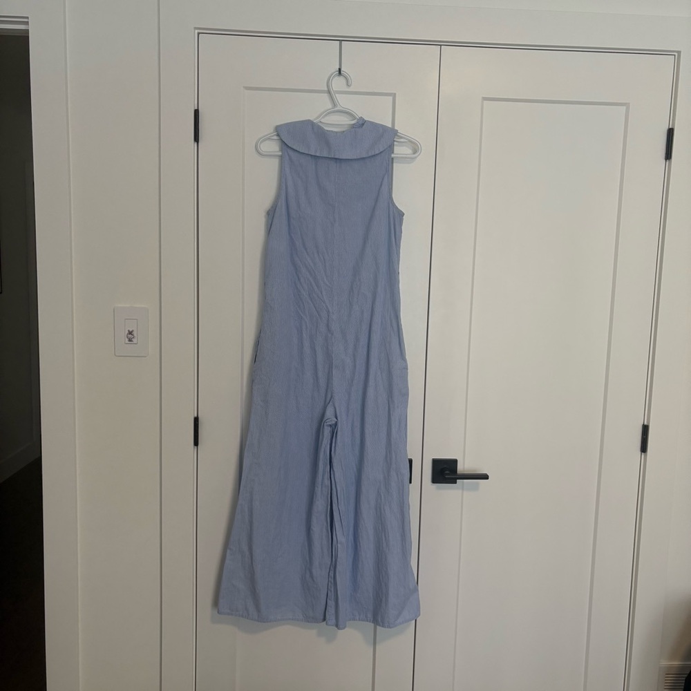 Nao‎ Sleeveless Blue & White Striped Straight Leg Jumpsuit Women’s Size Small - Picture 10 of 16